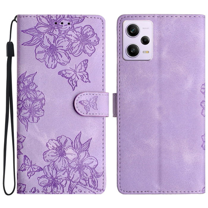 Funda para teléfono de PU con relieve de piel de mariposa y diseño de flor de cerezo, For Xiaomi Redmi 13C 4G Global, For Xiaomi Redmi 12, For Xiaomi Redmi Note 12S, For Xiaomi Redmi Note 12 Global, For Xiaomi Redmi Note 12 Pro Global, For Xiaomi Redmi...