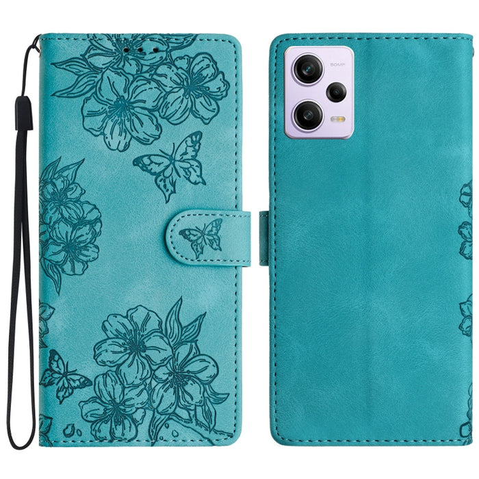 Funda para teléfono de PU con relieve de piel de mariposa y diseño de flor de cerezo, For Xiaomi Redmi 13C 4G Global, For Xiaomi Redmi 12, For Xiaomi Redmi Note 12S, For Xiaomi Redmi Note 12 Global, For Xiaomi Redmi Note 12 Pro Global, For Xiaomi Redmi...