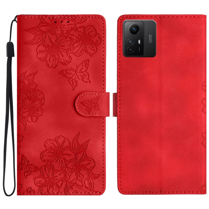 Funda para teléfono de PU con relieve de piel de mariposa y diseño de flor de cerezo, For Xiaomi Redmi 13C 4G Global, For Xiaomi Redmi 12, For Xiaomi Redmi Note 12S, For Xiaomi Redmi Note 12 Global, For Xiaomi Redmi Note 12 Pro Global, For Xiaomi Redmi...