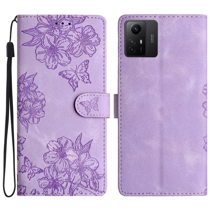 Funda para teléfono de PU con relieve de piel de mariposa y diseño de flor de cerezo, For Xiaomi Redmi 13C 4G Global, For Xiaomi Redmi 12, For Xiaomi Redmi Note 12S, For Xiaomi Redmi Note 12 Global, For Xiaomi Redmi Note 12 Pro Global, For Xiaomi Redmi...