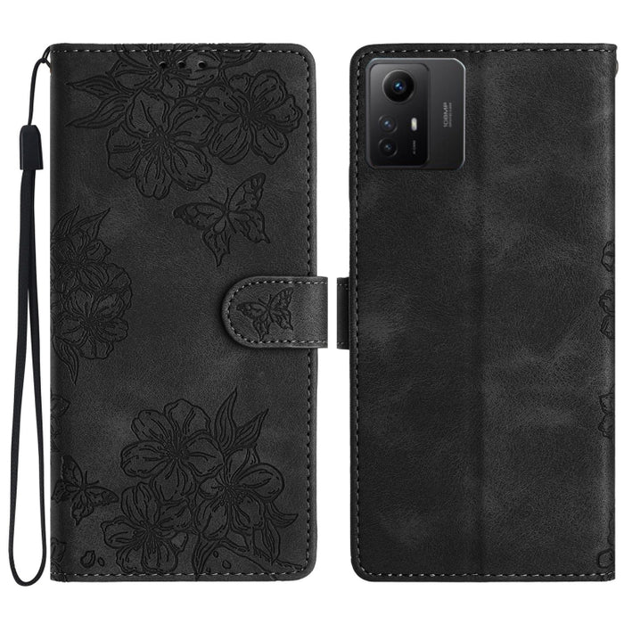 Funda para teléfono de PU con relieve de piel de mariposa y diseño de flor de cerezo, For Xiaomi Redmi 13C 4G Global, For Xiaomi Redmi 12, For Xiaomi Redmi Note 12S, For Xiaomi Redmi Note 12 Global, For Xiaomi Redmi Note 12 Pro Global, For Xiaomi Redmi...