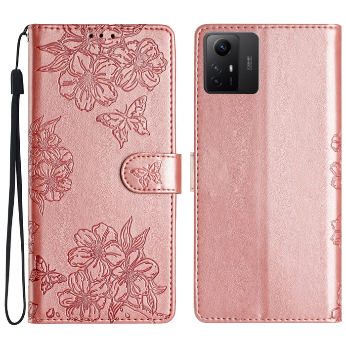 Funda para teléfono de PU con relieve de piel de mariposa y diseño de flor de cerezo, For Xiaomi Redmi 13C 4G Global, For Xiaomi Redmi 12, For Xiaomi Redmi Note 12S, For Xiaomi Redmi Note 12 Global, For Xiaomi Redmi Note 12 Pro Global, For Xiaomi Redmi...