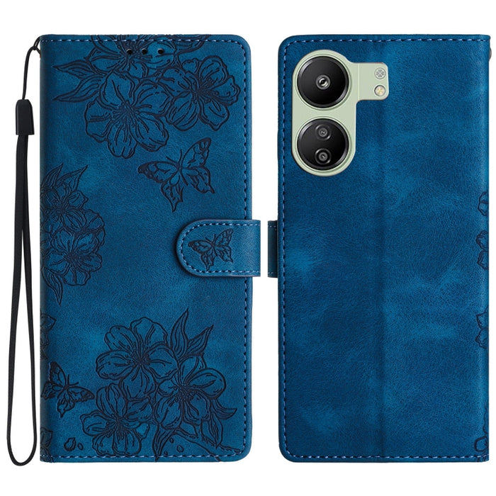 Funda para teléfono de PU con relieve de piel de mariposa y diseño de flor de cerezo, For Xiaomi Redmi 13C 4G Global, For Xiaomi Redmi 12, For Xiaomi Redmi Note 12S, For Xiaomi Redmi Note 12 Global, For Xiaomi Redmi Note 12 Pro Global, For Xiaomi Redmi...