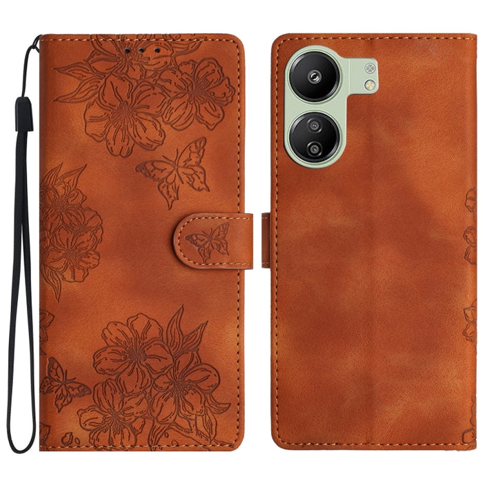 Funda para teléfono de PU con relieve de piel de mariposa y diseño de flor de cerezo, For Xiaomi Redmi 13C 4G Global, For Xiaomi Redmi 12, For Xiaomi Redmi Note 12S, For Xiaomi Redmi Note 12 Global, For Xiaomi Redmi Note 12 Pro Global, For Xiaomi Redmi...