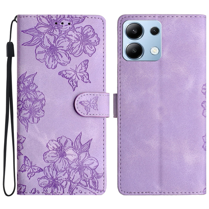 Funda para teléfono de PU con relieve de piel de mariposa y diseño de flor de cerezo, For Redmi K90 Pro Max/Poco F8 Ultra, For Redmi K90/Poco F8 Pro, For Redmi 15C 5G/4G EU 173mm/Poco C85 5G, For Redmi 15 5G / 4G EU 171mm                               ...
