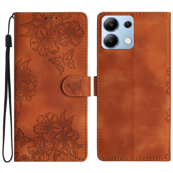 Funda para teléfono de PU con relieve de piel de mariposa y diseño de flor de cerezo, For Redmi K90 Pro Max/Poco F8 Ultra, For Redmi K90/Poco F8 Pro, For Redmi 15C 5G/4G EU 173mm/Poco C85 5G, For Redmi 15 5G / 4G EU 171mm                               ...