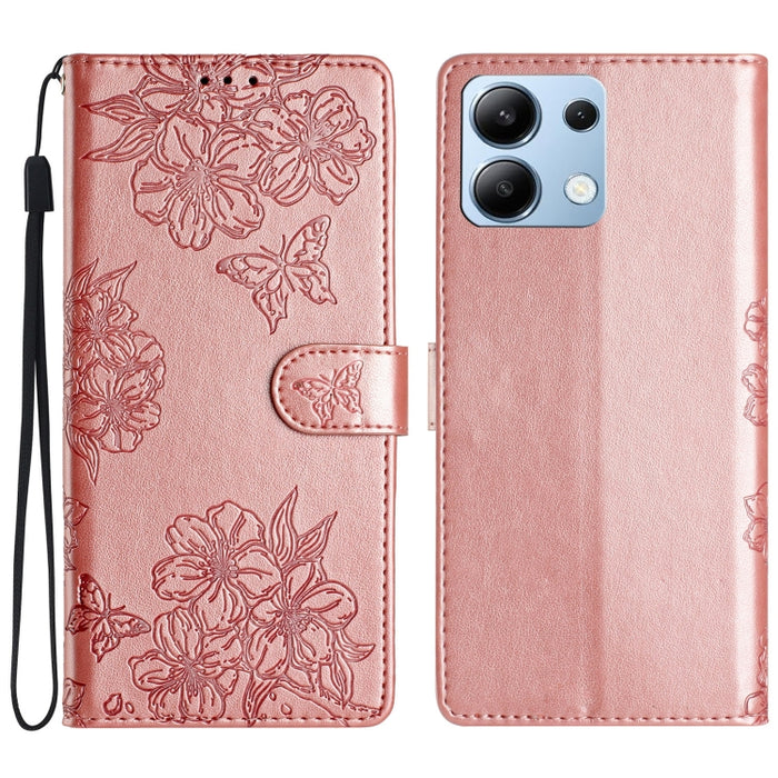 Funda para teléfono de PU con relieve de piel de mariposa y diseño de flor de cerezo, For Redmi K90 Pro Max/Poco F8 Ultra, For Redmi K90/Poco F8 Pro, For Redmi 15C 5G/4G EU 173mm/Poco C85 5G, For Redmi 15 5G / 4G EU 171mm                               ...
