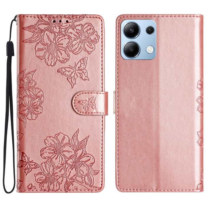 Funda para teléfono de PU con relieve de piel de mariposa y diseño de flor de cerezo, For Redmi K90 Pro Max/Poco F8 Ultra, For Redmi K90/Poco F8 Pro, For Redmi 15C 5G/4G EU 173mm/Poco C85 5G, For Redmi 15 5G / 4G EU 171mm                               ...