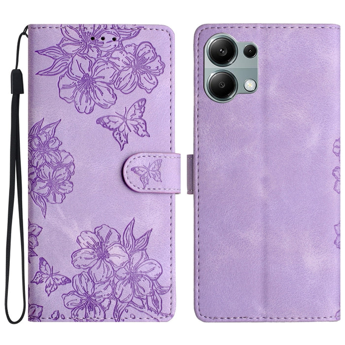Funda para teléfono de PU con relieve de piel de mariposa y diseño de flor de cerezo, For Redmi K90 Pro Max/Poco F8 Ultra, For Redmi K90/Poco F8 Pro, For Redmi 15C 5G/4G EU 173mm/Poco C85 5G, For Redmi 15 5G / 4G EU 171mm                               ...
