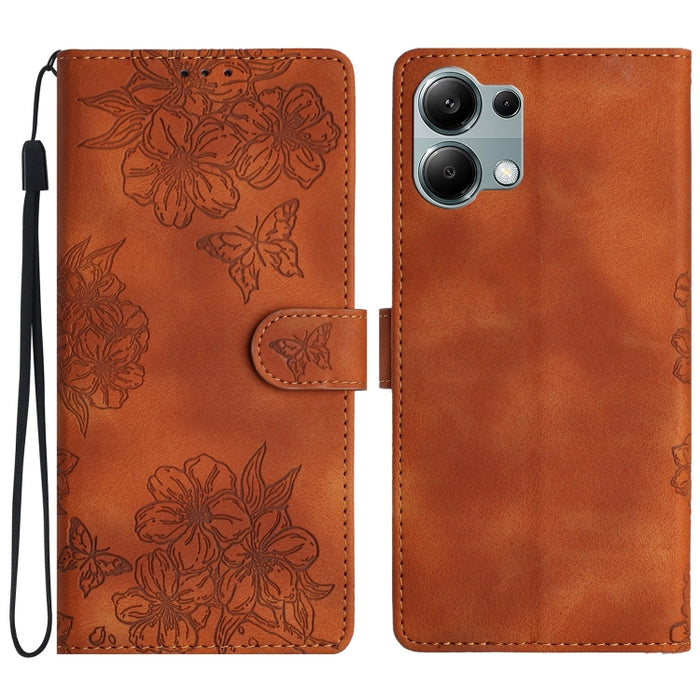 Funda para teléfono de PU con relieve de piel de mariposa y diseño de flor de cerezo, For Redmi K90 Pro Max/Poco F8 Ultra, For Redmi K90/Poco F8 Pro, For Redmi 15C 5G/4G EU 173mm/Poco C85 5G, For Redmi 15 5G / 4G EU 171mm                               ...