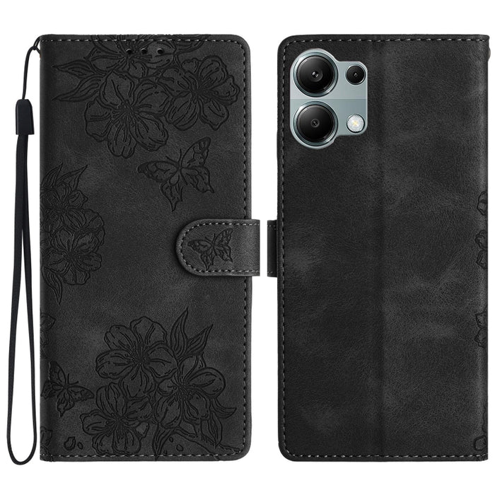 Funda para teléfono de PU con relieve de piel de mariposa y diseño de flor de cerezo, For Redmi K90 Pro Max/Poco F8 Ultra, For Redmi K90/Poco F8 Pro, For Redmi 15C 5G/4G EU 173mm/Poco C85 5G, For Redmi 15 5G / 4G EU 171mm                               ...