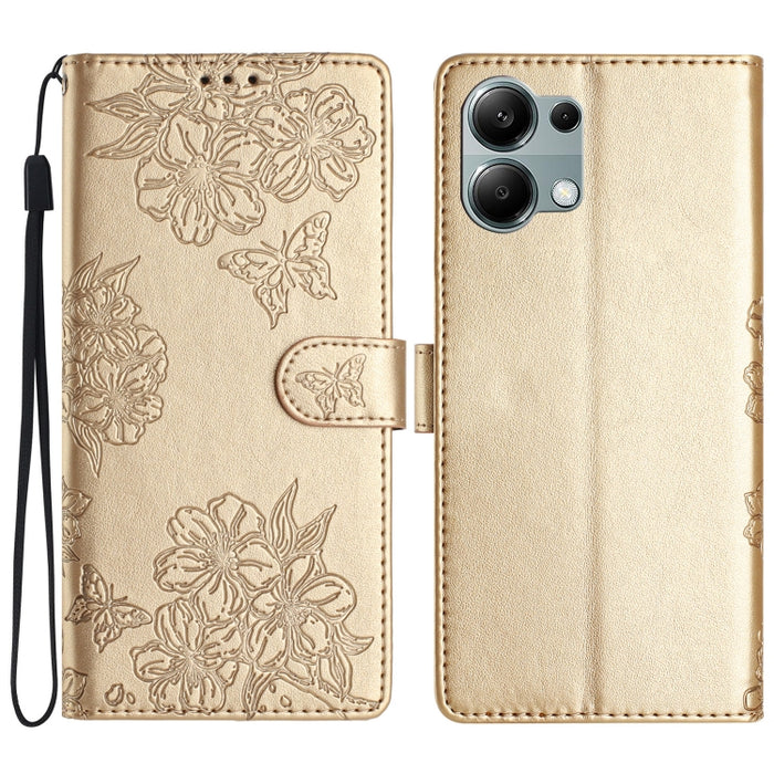 Funda para teléfono de PU con relieve de piel de mariposa y diseño de flor de cerezo, For Redmi K90 Pro Max/Poco F8 Ultra, For Redmi K90/Poco F8 Pro, For Redmi 15C 5G/4G EU 173mm/Poco C85 5G, For Redmi 15 5G / 4G EU 171mm                               ...