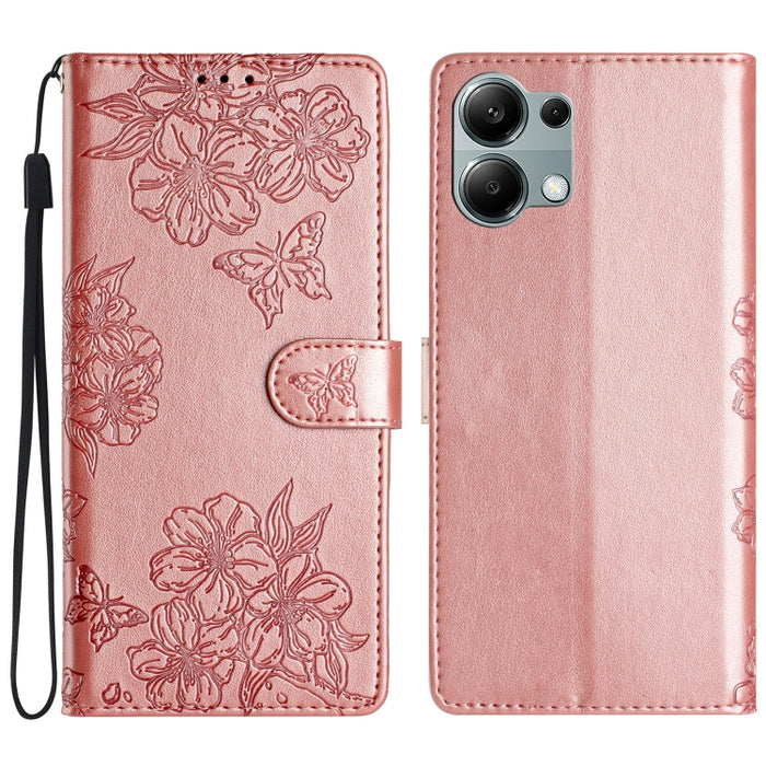 Funda para teléfono de PU con relieve de piel de mariposa y diseño de flor de cerezo, For Redmi K90 Pro Max/Poco F8 Ultra, For Redmi K90/Poco F8 Pro, For Redmi 15C 5G/4G EU 173mm/Poco C85 5G, For Redmi 15 5G / 4G EU 171mm                               ...