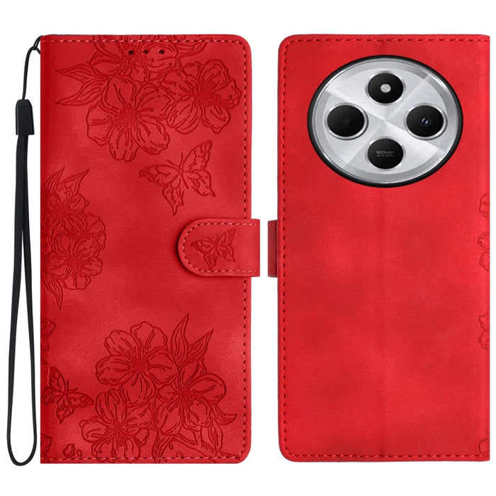 Funda para teléfono de PU con relieve de piel de mariposa y diseño de flor de cerezo, For Redmi K90 Pro Max/Poco F8 Ultra, For Redmi K90/Poco F8 Pro, For Redmi 15C 5G/4G EU 173mm/Poco C85 5G, For Redmi 15 5G / 4G EU 171mm                               ...
