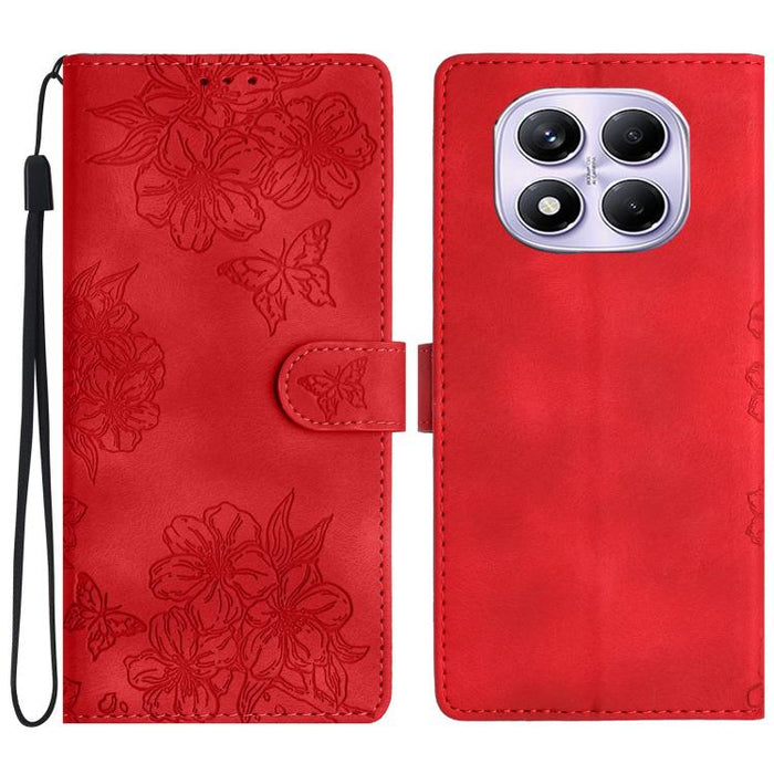 Funda para teléfono de PU con relieve de piel de mariposa y diseño de flor de cerezo, For Redmi K90 Pro Max/Poco F8 Ultra, For Redmi K90/Poco F8 Pro, For Redmi 15C 5G/4G EU 173mm/Poco C85 5G, For Redmi 15 5G / 4G EU 171mm                               ...