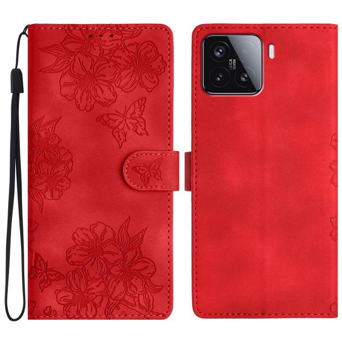 Funda para teléfono de PU con relieve de piel de mariposa y diseño de flor de cerezo, For Redmi K90 Pro Max/Poco F8 Ultra, For Redmi K90/Poco F8 Pro, For Redmi 15C 5G/4G EU 173mm/Poco C85 5G, For Redmi 15 5G / 4G EU 171mm                               ...