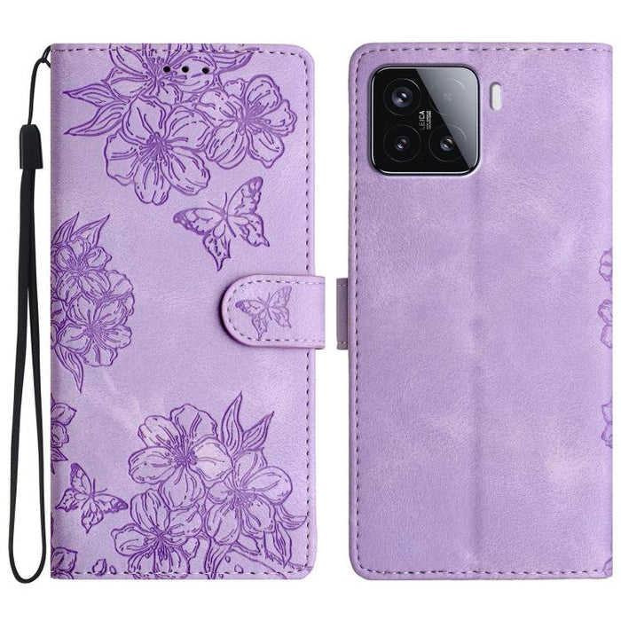 Funda para teléfono de PU con relieve de piel de mariposa y diseño de flor de cerezo, For Redmi K90 Pro Max/Poco F8 Ultra, For Redmi K90/Poco F8 Pro, For Redmi 15C 5G/4G EU 173mm/Poco C85 5G, For Redmi 15 5G / 4G EU 171mm                               ...