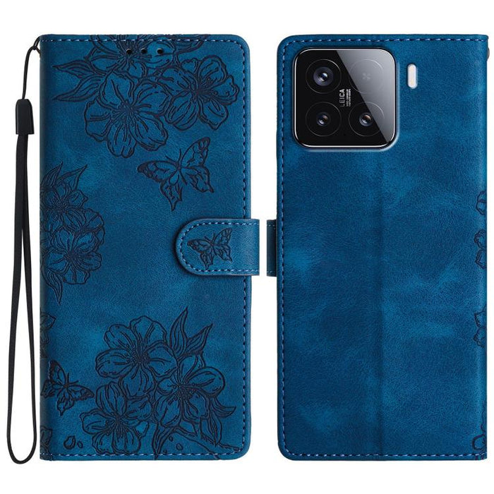 Funda para teléfono de PU con relieve de piel de mariposa y diseño de flor de cerezo, For Redmi K90 Pro Max/Poco F8 Ultra, For Redmi K90/Poco F8 Pro, For Redmi 15C 5G/4G EU 173mm/Poco C85 5G, For Redmi 15 5G / 4G EU 171mm                               ...