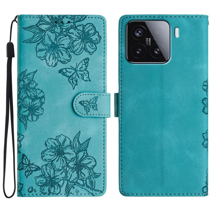 Funda para teléfono de PU con relieve de piel de mariposa y diseño de flor de cerezo, For Redmi K90 Pro Max/Poco F8 Ultra, For Redmi K90/Poco F8 Pro, For Redmi 15C 5G/4G EU 173mm/Poco C85 5G, For Redmi 15 5G / 4G EU 171mm                               ...