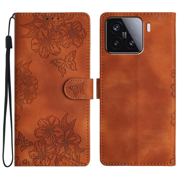Funda para teléfono de PU con relieve de piel de mariposa y diseño de flor de cerezo, For Redmi K90 Pro Max/Poco F8 Ultra, For Redmi K90/Poco F8 Pro, For Redmi 15C 5G/4G EU 173mm/Poco C85 5G, For Redmi 15 5G / 4G EU 171mm                               ...