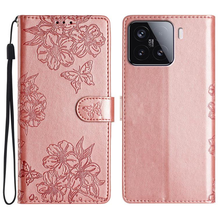 Funda para teléfono de PU con relieve de piel de mariposa y diseño de flor de cerezo, For Redmi K90 Pro Max/Poco F8 Ultra, For Redmi K90/Poco F8 Pro, For Redmi 15C 5G/4G EU 173mm/Poco C85 5G, For Redmi 15 5G / 4G EU 171mm                               ...