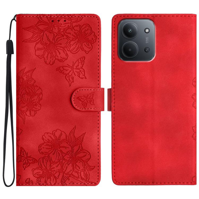Funda para teléfono de PU con relieve de piel de mariposa y diseño de flor de cerezo, For Redmi K90 Pro Max/Poco F8 Ultra, For Redmi K90/Poco F8 Pro, For Redmi 15C 5G/4G EU 173mm/Poco C85 5G, For Redmi 15 5G / 4G EU 171mm                               ...