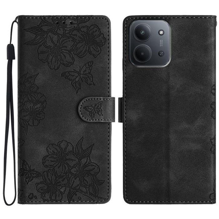 Funda para teléfono de PU con relieve de piel de mariposa y diseño de flor de cerezo, For Redmi K90 Pro Max/Poco F8 Ultra, For Redmi K90/Poco F8 Pro, For Redmi 15C 5G/4G EU 173mm/Poco C85 5G, For Redmi 15 5G / 4G EU 171mm                               ...