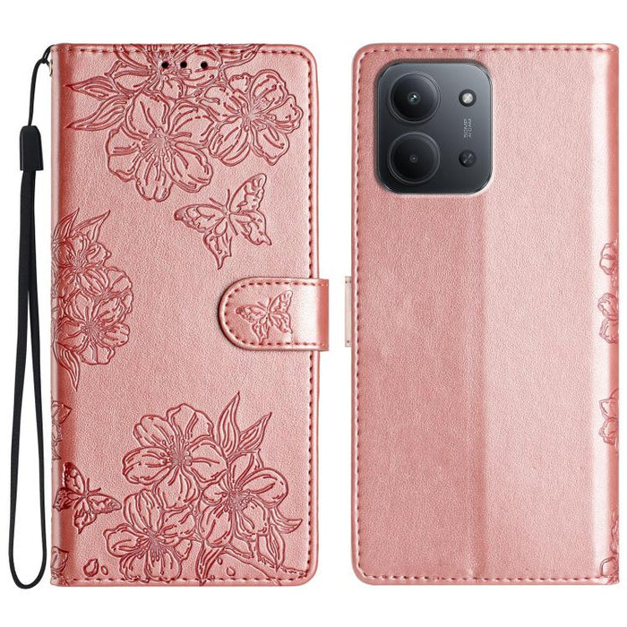 Funda para teléfono de PU con relieve de piel de mariposa y diseño de flor de cerezo, For Redmi K90 Pro Max/Poco F8 Ultra, For Redmi K90/Poco F8 Pro, For Redmi 15C 5G/4G EU 173mm/Poco C85 5G, For Redmi 15 5G / 4G EU 171mm                               ...