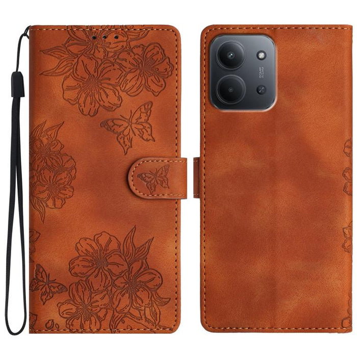 Funda para teléfono de PU con relieve de piel de mariposa y diseño de flor de cerezo, For Redmi K90 Pro Max/Poco F8 Ultra, For Redmi K90/Poco F8 Pro, For Redmi 15C 5G/4G EU 173mm/Poco C85 5G, For Redmi 15 5G / 4G EU 171mm                               ...