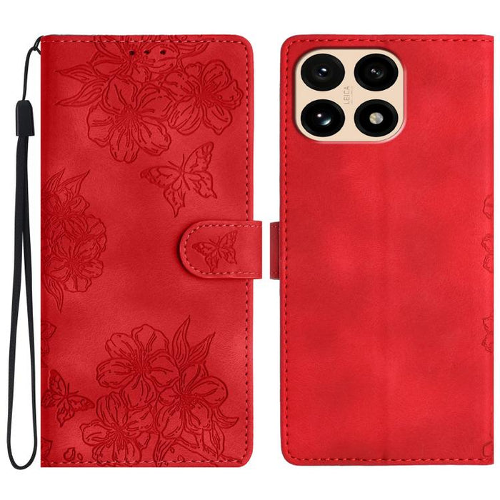 Funda para teléfono de PU con relieve de piel de mariposa y diseño de flor de cerezo, For Redmi K90 Pro Max/Poco F8 Ultra, For Redmi K90/Poco F8 Pro, For Redmi 15C 5G/4G EU 173mm/Poco C85 5G, For Redmi 15 5G / 4G EU 171mm                               ...