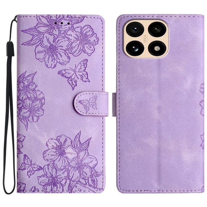 Funda para teléfono de PU con relieve de piel de mariposa y diseño de flor de cerezo, For Redmi K90 Pro Max/Poco F8 Ultra, For Redmi K90/Poco F8 Pro, For Redmi 15C 5G/4G EU 173mm/Poco C85 5G, For Redmi 15 5G / 4G EU 171mm                               ...