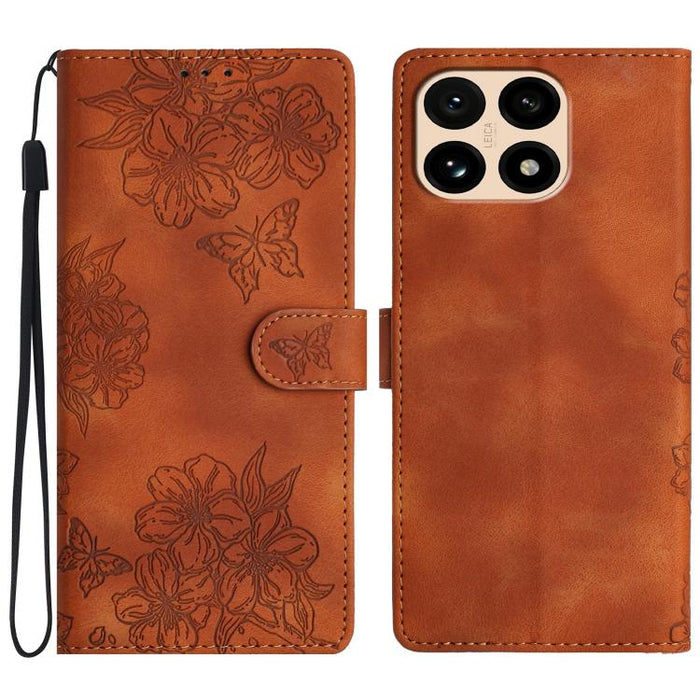 Funda para teléfono de PU con relieve de piel de mariposa y diseño de flor de cerezo, For Redmi K90 Pro Max/Poco F8 Ultra, For Redmi K90/Poco F8 Pro, For Redmi 15C 5G/4G EU 173mm/Poco C85 5G, For Redmi 15 5G / 4G EU 171mm                               ...