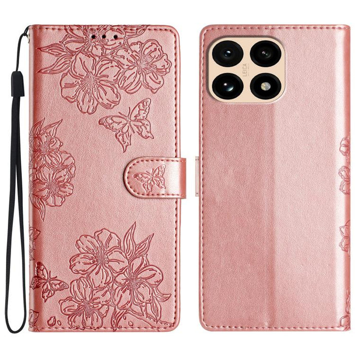 Funda para teléfono de PU con relieve de piel de mariposa y diseño de flor de cerezo, For Redmi K90 Pro Max/Poco F8 Ultra, For Redmi K90/Poco F8 Pro, For Redmi 15C 5G/4G EU 173mm/Poco C85 5G, For Redmi 15 5G / 4G EU 171mm                               ...
