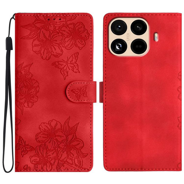 Funda para teléfono de PU con relieve de piel de mariposa y diseño de flor de cerezo, For Redmi K90 Pro Max/Poco F8 Ultra, For Redmi K90/Poco F8 Pro, For Redmi 15C 5G/4G EU 173mm/Poco C85 5G, For Redmi 15 5G / 4G EU 171mm                               ...
