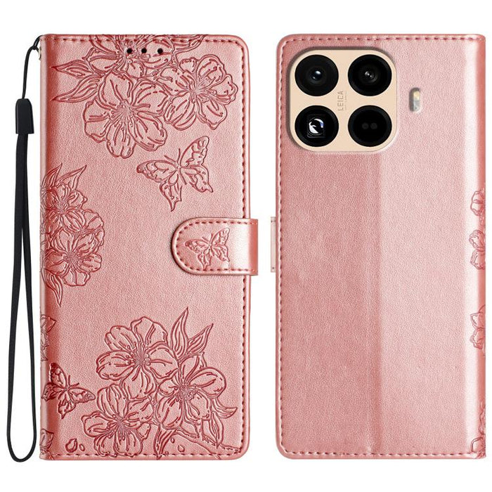 Funda para teléfono de PU con relieve de piel de mariposa y diseño de flor de cerezo, For Redmi K90 Pro Max/Poco F8 Ultra, For Redmi K90/Poco F8 Pro, For Redmi 15C 5G/4G EU 173mm/Poco C85 5G, For Redmi 15 5G / 4G EU 171mm                               ...