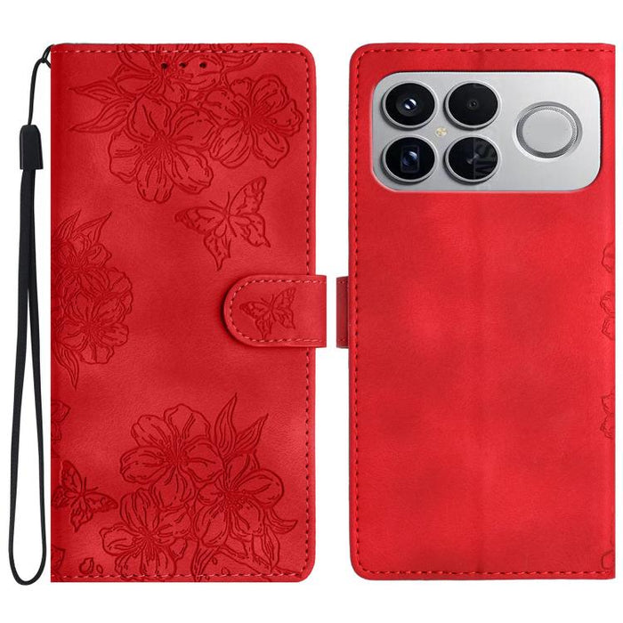 Funda para teléfono de PU con relieve de piel de mariposa y diseño de flor de cerezo, For Redmi K90 Pro Max/Poco F8 Ultra, For Redmi K90/Poco F8 Pro, For Redmi 15C 5G/4G EU 173mm/Poco C85 5G, For Redmi 15 5G / 4G EU 171mm                               ...