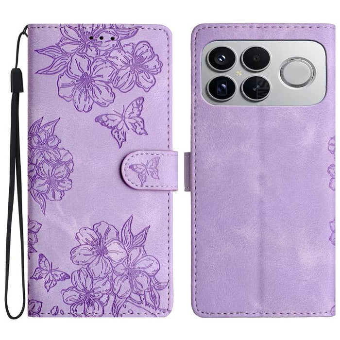 Funda para teléfono de PU con relieve de piel de mariposa y diseño de flor de cerezo, For Redmi K90 Pro Max/Poco F8 Ultra, For Redmi K90/Poco F8 Pro, For Redmi 15C 5G/4G EU 173mm/Poco C85 5G, For Redmi 15 5G / 4G EU 171mm                               ...