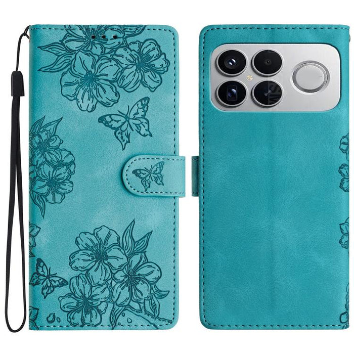 Funda para teléfono de PU con relieve de piel de mariposa y diseño de flor de cerezo, For Redmi K90 Pro Max/Poco F8 Ultra, For Redmi K90/Poco F8 Pro, For Redmi 15C 5G/4G EU 173mm/Poco C85 5G, For Redmi 15 5G / 4G EU 171mm                               ...