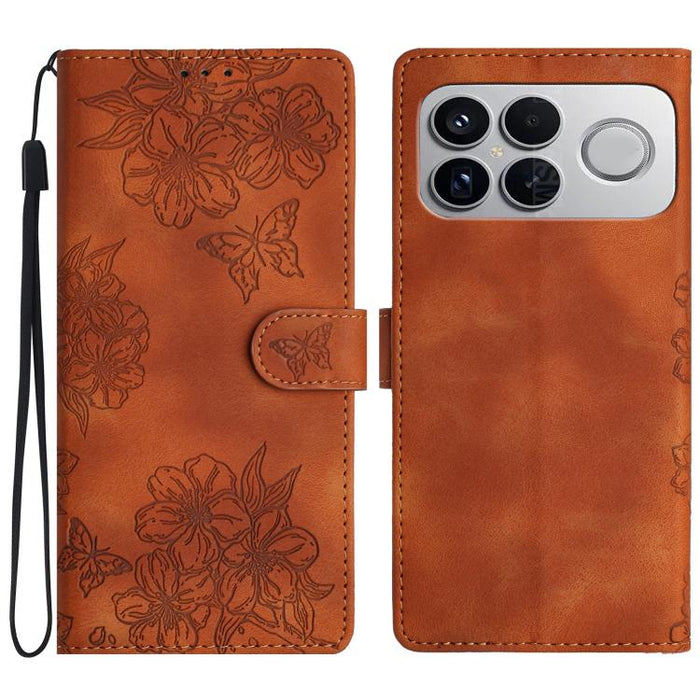 Funda para teléfono de PU con relieve de piel de mariposa y diseño de flor de cerezo, For Redmi K90 Pro Max/Poco F8 Ultra, For Redmi K90/Poco F8 Pro, For Redmi 15C 5G/4G EU 173mm/Poco C85 5G, For Redmi 15 5G / 4G EU 171mm                               ...