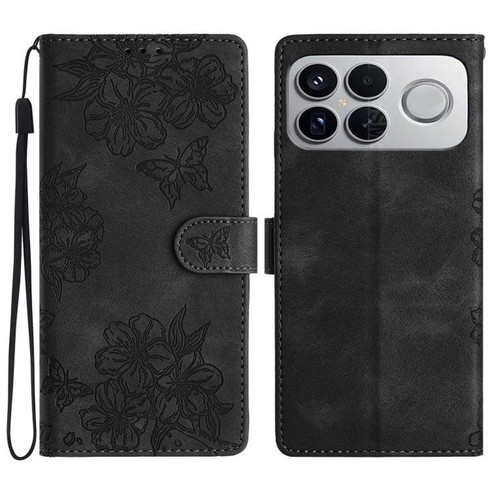 Funda para teléfono de PU con relieve de piel de mariposa y diseño de flor de cerezo, For Redmi K90 Pro Max/Poco F8 Ultra, For Redmi K90/Poco F8 Pro, For Redmi 15C 5G/4G EU 173mm/Poco C85 5G, For Redmi 15 5G / 4G EU 171mm                               ...