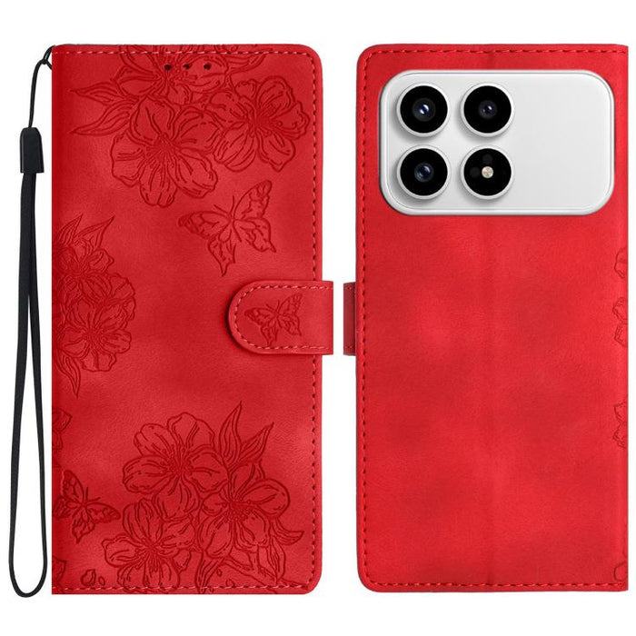 Funda para teléfono de PU con relieve de piel de mariposa y diseño de flor de cerezo, For Redmi K90 Pro Max/Poco F8 Ultra, For Redmi K90/Poco F8 Pro, For Redmi 15C 5G/4G EU 173mm/Poco C85 5G, For Redmi 15 5G / 4G EU 171mm                               ...