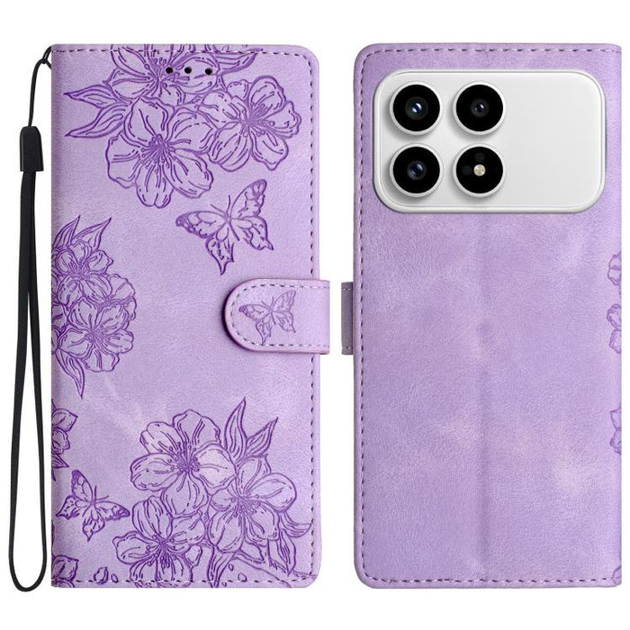 Funda para teléfono de PU con relieve de piel de mariposa y diseño de flor de cerezo, For Redmi K90 Pro Max/Poco F8 Ultra, For Redmi K90/Poco F8 Pro, For Redmi 15C 5G/4G EU 173mm/Poco C85 5G, For Redmi 15 5G / 4G EU 171mm                               ...