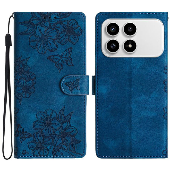 Funda para teléfono de PU con relieve de piel de mariposa y diseño de flor de cerezo, For Redmi K90 Pro Max/Poco F8 Ultra, For Redmi K90/Poco F8 Pro, For Redmi 15C 5G/4G EU 173mm/Poco C85 5G, For Redmi 15 5G / 4G EU 171mm                               ...