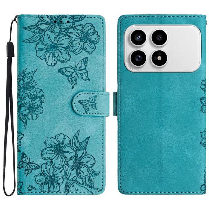 Funda para teléfono de PU con relieve de piel de mariposa y diseño de flor de cerezo, For Redmi K90 Pro Max/Poco F8 Ultra, For Redmi K90/Poco F8 Pro, For Redmi 15C 5G/4G EU 173mm/Poco C85 5G, For Redmi 15 5G / 4G EU 171mm                               ...