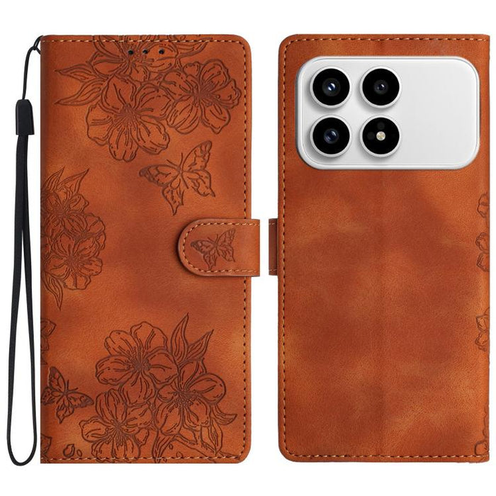 Funda para teléfono de PU con relieve de piel de mariposa y diseño de flor de cerezo, For Redmi K90 Pro Max/Poco F8 Ultra, For Redmi K90/Poco F8 Pro, For Redmi 15C 5G/4G EU 173mm/Poco C85 5G, For Redmi 15 5G / 4G EU 171mm                               ...