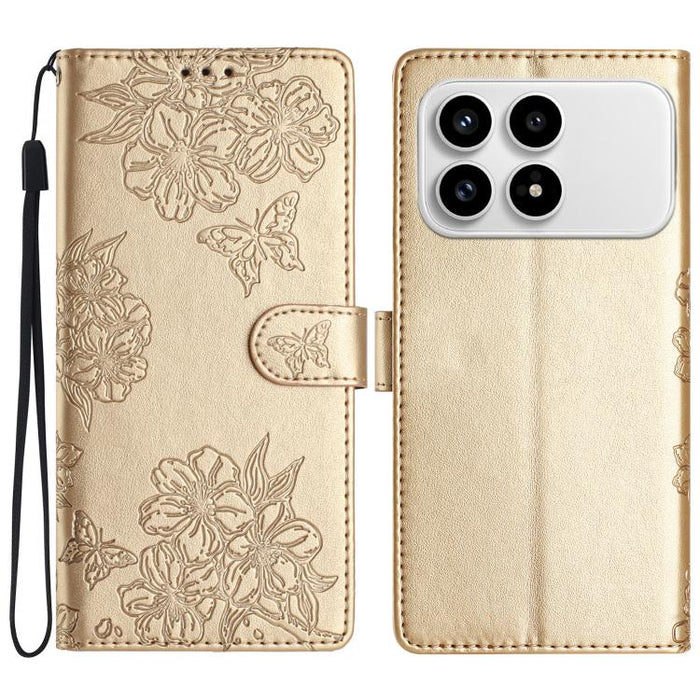 Funda para teléfono de PU con relieve de piel de mariposa y diseño de flor de cerezo, For Redmi K90 Pro Max/Poco F8 Ultra, For Redmi K90/Poco F8 Pro, For Redmi 15C 5G/4G EU 173mm/Poco C85 5G, For Redmi 15 5G / 4G EU 171mm                               ...