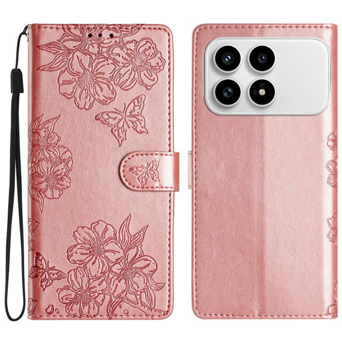 Funda para teléfono de PU con relieve de piel de mariposa y diseño de flor de cerezo, For Redmi K90 Pro Max/Poco F8 Ultra, For Redmi K90/Poco F8 Pro, For Redmi 15C 5G/4G EU 173mm/Poco C85 5G, For Redmi 15 5G / 4G EU 171mm                               ...