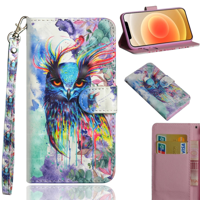Patrón de pintura 3D Flip horizontal TPU + Funda de cuero PU con soporte y ranuras para tarjetas y billetera, For iPhone 12 mini, For iPhone 12 / 12 Pro, For iPhone 12 Pro Max, For Xiaomi Redmi 9, For Xiaomi Redmi 9A, For Xiaomi Redmi 9C               ...