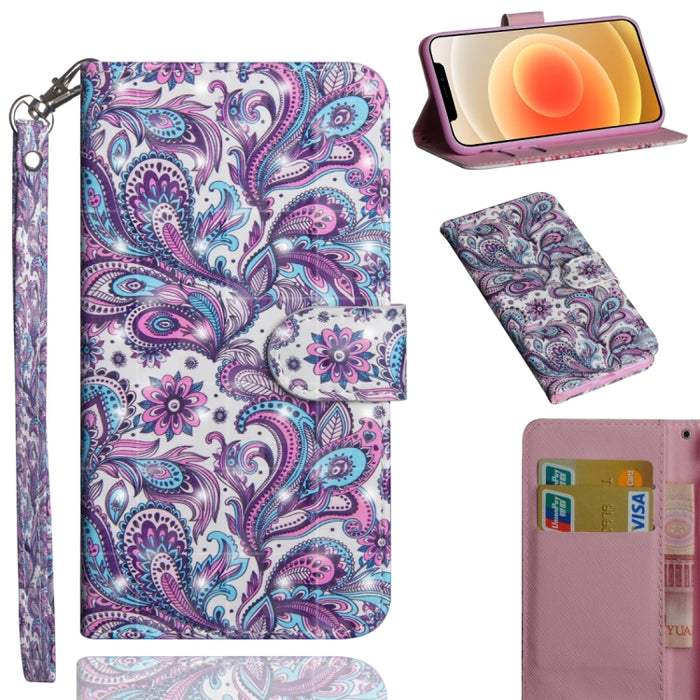 Patrón de pintura 3D Flip horizontal TPU + Funda de cuero PU con soporte y ranuras para tarjetas y billetera, For iPhone 12 mini, For iPhone 12 / 12 Pro, For iPhone 12 Pro Max, For Xiaomi Redmi 9, For Xiaomi Redmi 9A, For Xiaomi Redmi 9C               ...