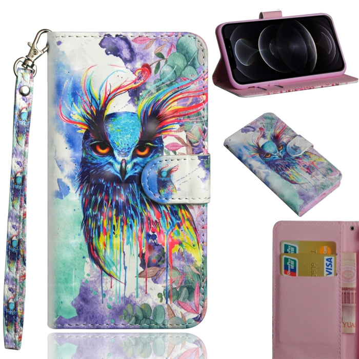 Patrón de pintura 3D Flip horizontal TPU + Funda de cuero PU con soporte y ranuras para tarjetas y billetera, For iPhone 12 mini, For iPhone 12 / 12 Pro, For iPhone 12 Pro Max, For Xiaomi Redmi 9, For Xiaomi Redmi 9A, For Xiaomi Redmi 9C               ...